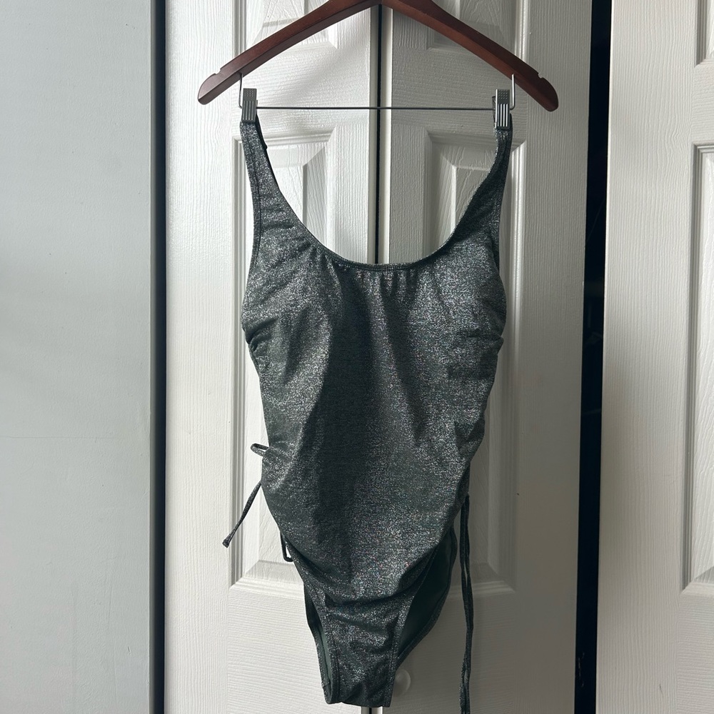 L-Green Glittery Bathing Suit by Xhiliration